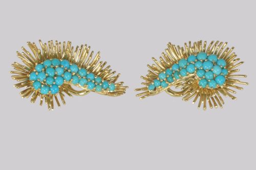 KUTCHINSKY TURQUOISE EARRINGS 1960'S VINTAGE KUTCHINSKY EAR CLIPS LONDON 1966 - ADDITIONAL PHOTO 8