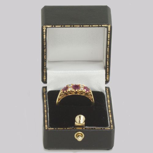 ANTIQUE RUBY DIAMOND RING VICTORIAN 18CT GOLD RUBY TRILOGY RING - ADDITIONAL PHOTO 8
