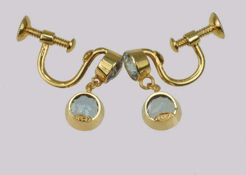 fig 2. Antique Aquamarine 15ct Gold Drop Earrings Edwardian Aquamarine Dangle Earrings