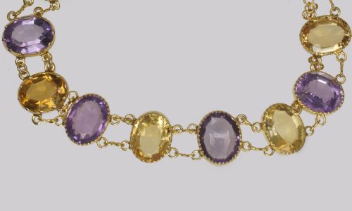 VICTORIAN AMETHYST CITRINE BRACELET 9CT GOLD ANTIQUE PANEL BRACELET CIRCA 1900 - ADDITIONAL PHOTO 5