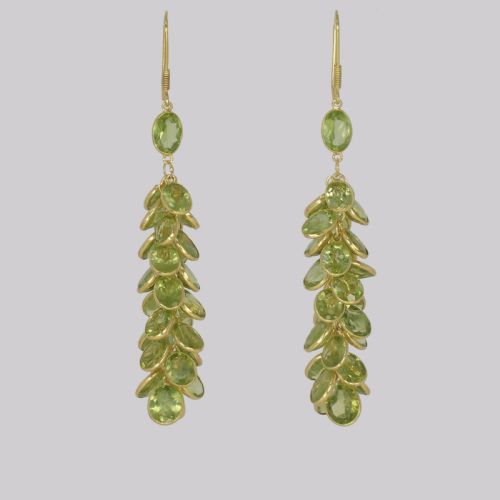 vintage peridot dangle earrings 18ct gold 1960's chandelier 2 34 drop earrings - CATEGORY: ANTIQUE JEWELLERY - DATED 1960