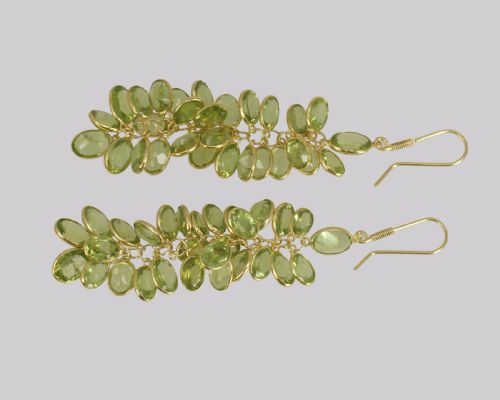 VINTAGE PERIDOT DANGLE EARRINGS 18CT GOLD 1960'S CHANDELIER 2 34 DROP EARRINGS - ADDITIONAL PHOTO 4