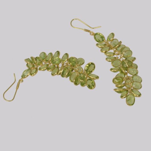VINTAGE PERIDOT DANGLE EARRINGS 18CT GOLD 1960'S CHANDELIER 2 34 DROP EARRINGS - ADDITIONAL PHOTO 5