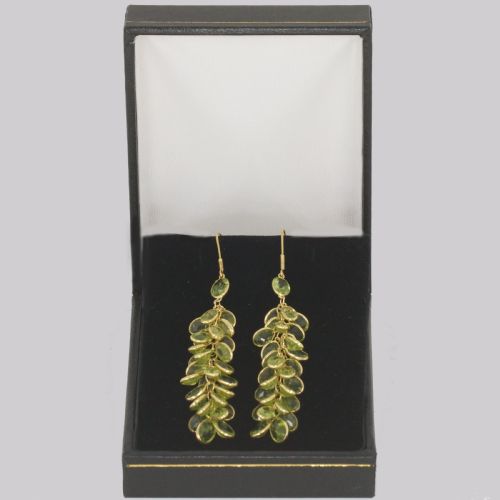 VINTAGE PERIDOT DANGLE EARRINGS 18CT GOLD 1960'S CHANDELIER 2 34 DROP EARRINGS - ADDITIONAL PHOTO 6