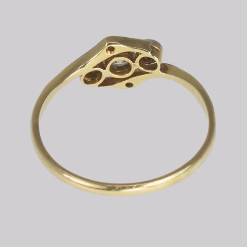 ANTIQUE DIAMOND TRILOGY RING 18CT GOLD VINTAGE OLD CUT DIAMOND THREE STONE EDWARDIAN ENGAGEMENT RING - ADDITIONAL PHOTO 7