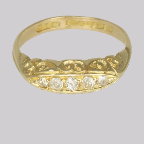 ANTIQUE DIAMOND NAVETTE RING FIVE STONE HALF HOOP RING HALLMARKED 18CT GOLD BIRMINGHAM 1911 - ADDITIONAL PHOTO 5
