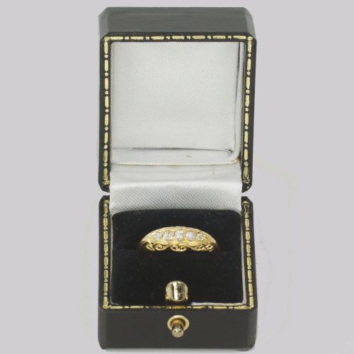 ANTIQUE DIAMOND NAVETTE RING FIVE STONE HALF HOOP RING HALLMARKED 18CT GOLD BIRMINGHAM 1911 - ADDITIONAL PHOTO 6