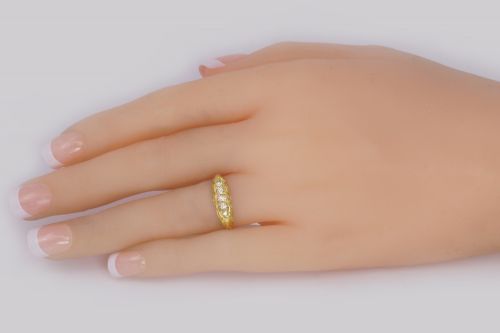 ANTIQUE DIAMOND NAVETTE RING FIVE STONE HALF HOOP RING HALLMARKED 18CT GOLD BIRMINGHAM 1911 - ADDITIONAL PHOTO 9