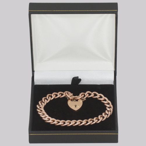 VICTORIAN CURB LINK BRACELET HEART PADLOCK ANTIQUE 9CT ROSE GOLD HALLMARKED 1900 - ADDITIONAL PHOTO 7