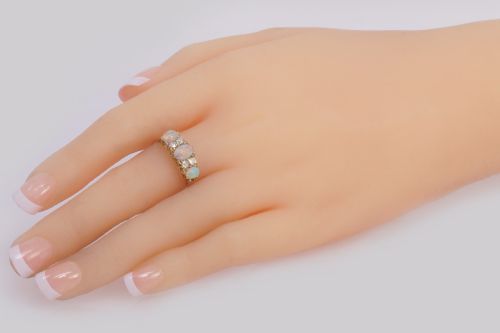 VICTORIAN DIAMOND TRILOGY RING ANTIQUE 18CT GOLD THREE STONE RING CHESTER 1895 - ADDITIONAL PHOTO 6