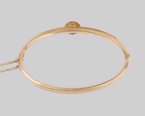 BELLE EPOQUE 15CT GOLD PEARL BANGLE EDWARDIAN ANTIQUE PEARL BRACELET CIRCA 1905 - ADDITIONAL PHOTO 3