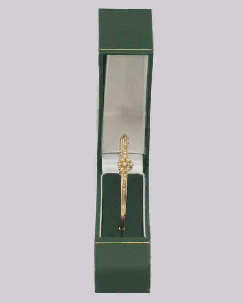 BELLE EPOQUE 15CT GOLD PEARL BANGLE EDWARDIAN ANTIQUE PEARL BRACELET CIRCA 1905 - ADDITIONAL PHOTO 5