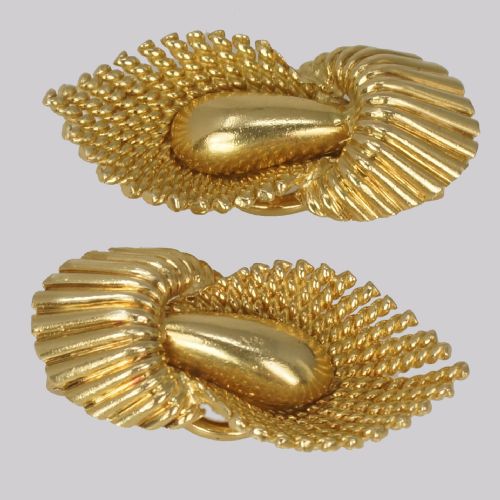 VINTAGE KUTCHINSKY EARRINGS 1960'S 18CT GOLD ABSTRACT FLORAL KUTCHINSKY EAR CLIPS LONDON 1962 - ADDITIONAL PHOTO 2