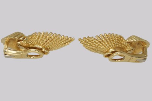 VINTAGE KUTCHINSKY EARRINGS 1960'S 18CT GOLD ABSTRACT FLORAL KUTCHINSKY EAR CLIPS LONDON 1962 - ADDITIONAL PHOTO 5