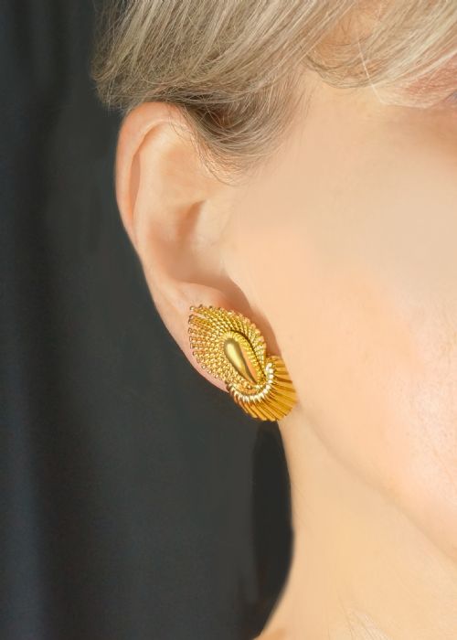 VINTAGE KUTCHINSKY EARRINGS 1960'S 18CT GOLD ABSTRACT FLORAL KUTCHINSKY EAR CLIPS LONDON 1962 - ADDITIONAL PHOTO 10
