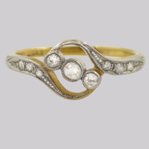 diamond trilogy ring by william griffiths 18ct gold antique old cut diamond ring - CATEGORY: ANTIQUE JEWELLERY - DATED EDWARDIAN