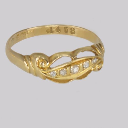 ANTIQUE 18CT GOLD DIAMOND RING FIVE STONE HALF HOOP VICTORIAN ENGAGEMENT RING - ADDITIONAL PHOTO 2