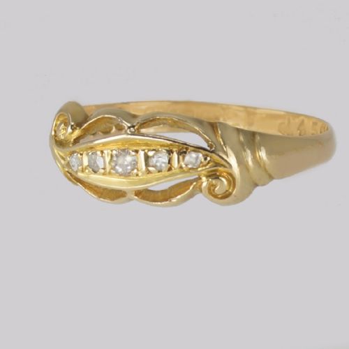 ANTIQUE 18CT GOLD DIAMOND RING FIVE STONE HALF HOOP VICTORIAN ENGAGEMENT RING - ADDITIONAL PHOTO 3