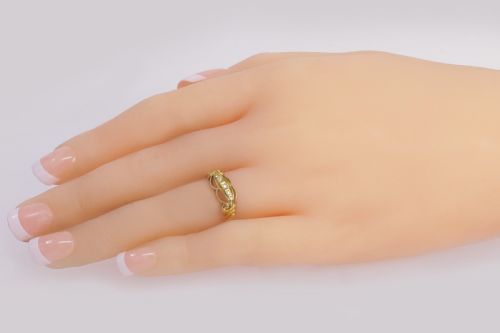 ANTIQUE 18CT GOLD DIAMOND RING FIVE STONE HALF HOOP VICTORIAN ENGAGEMENT RING - ADDITIONAL PHOTO 4