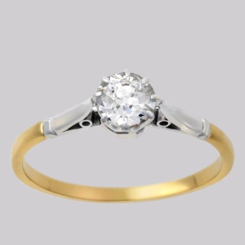 antique diamond solitaire ring 18ct gold plat edwardian 075ct engagement ring - CATEGORY: ANTIQUE JEWELLERY - DATED EDWARDIAN