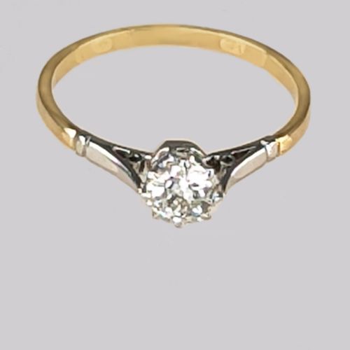 ANTIQUE DIAMOND SOLITAIRE RING 18CT GOLD PLAT EDWARDIAN 075CT ENGAGEMENT RING - ADDITIONAL PHOTO 1