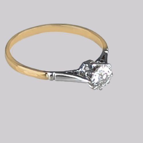 ANTIQUE DIAMOND SOLITAIRE RING 18CT GOLD PLAT EDWARDIAN 075CT ENGAGEMENT RING - ADDITIONAL PHOTO 2
