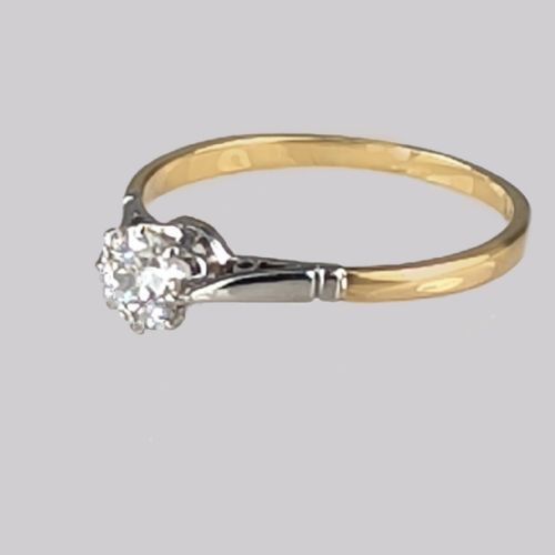 ANTIQUE DIAMOND SOLITAIRE RING 18CT GOLD PLAT EDWARDIAN 075CT ENGAGEMENT RING - ADDITIONAL PHOTO 3
