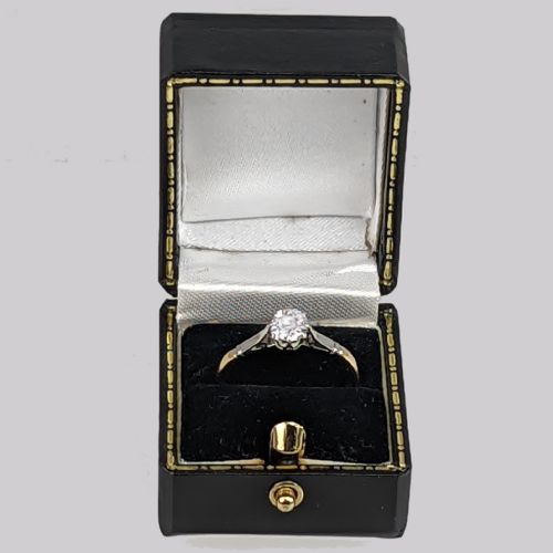 ANTIQUE DIAMOND SOLITAIRE RING 18CT GOLD PLAT EDWARDIAN 075CT ENGAGEMENT RING - ADDITIONAL PHOTO 5