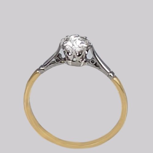 ANTIQUE DIAMOND SOLITAIRE RING 18CT GOLD PLAT EDWARDIAN 075CT ENGAGEMENT RING - ADDITIONAL PHOTO 6