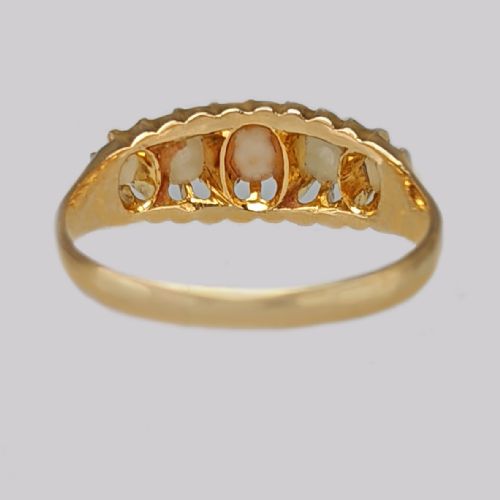 ANTIQUE 18CT GOLD PEARL RING VICTORIAN EDWARDIAN ENGLISH VINTAGE GRADUATED PEARL RING - ADDITIONAL PHOTO 5