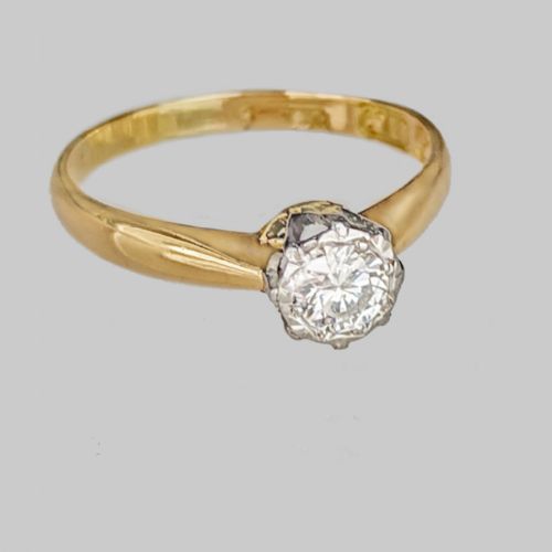VINTAGE DIAMOND SOLITAIRE RING 18CT YELLOW GOLD 1920'S DIAMOND ENGAGEMENT RING - ADDITIONAL PHOTO 1