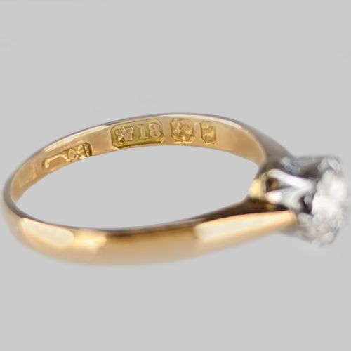 VINTAGE DIAMOND SOLITAIRE RING 18CT YELLOW GOLD 1920'S DIAMOND ENGAGEMENT RING - ADDITIONAL PHOTO 3