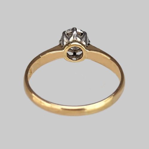 VINTAGE DIAMOND SOLITAIRE RING 18CT YELLOW GOLD 1920'S DIAMOND ENGAGEMENT RING - ADDITIONAL PHOTO 4