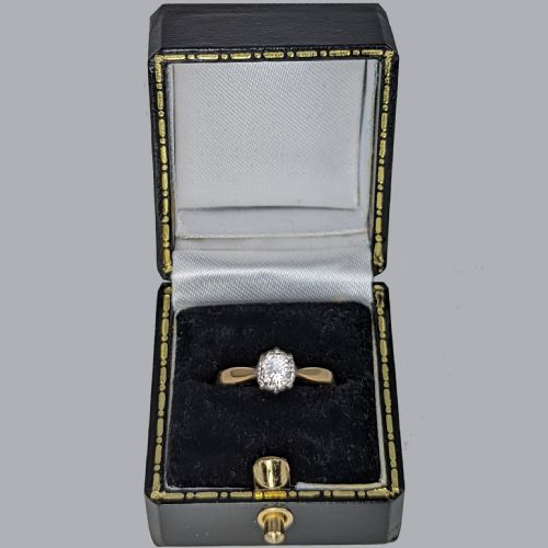VINTAGE DIAMOND SOLITAIRE RING 18CT YELLOW GOLD 1920'S DIAMOND ENGAGEMENT RING - ADDITIONAL PHOTO 6