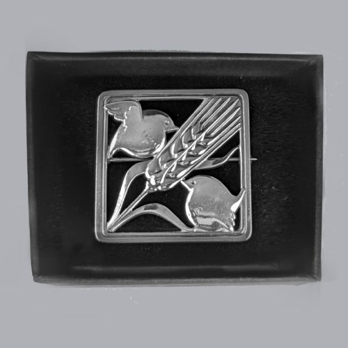 GEORG JENSEN WRENS IN BARLEY WHEAT BROOCH ARNO MALINOWSKI VINTAGE SILVER 250 - ADDITIONAL PHOTO 6