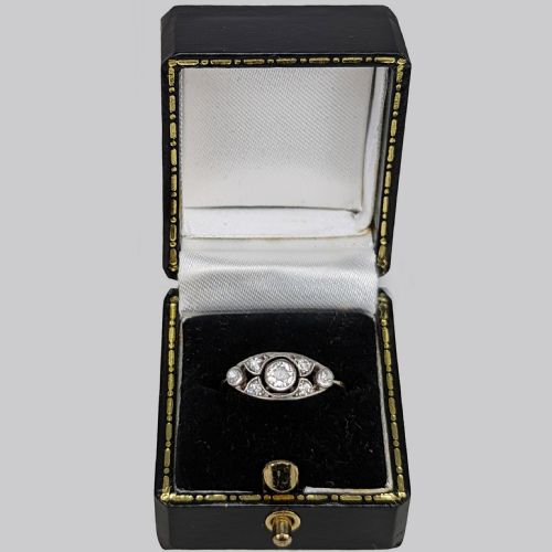 ART DECO DIAMOND CLUSTER RING 18CT GOLD ANTIQUE OLD CUT DIAMOND VINTAGE RING - ADDITIONAL PHOTO 5