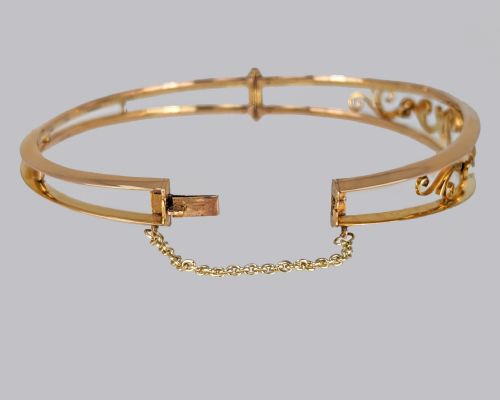 EDWARDIAN PEARL BANGLE 9CT GOLD ANTIQUE SPLIT PEARL FLORAL BRACELET CIRCA 1910 - ADDITIONAL PHOTO 7