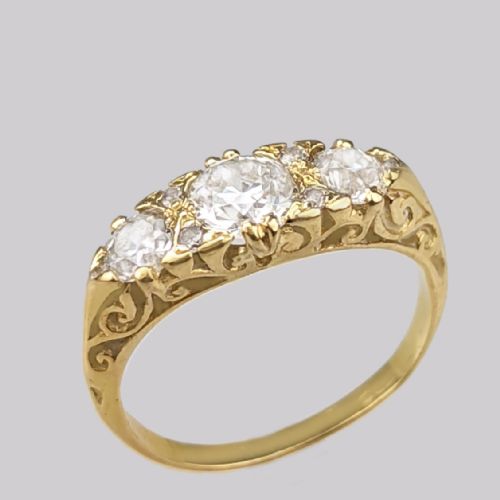 VICTORIAN TRILOGY RING OLD CUT DIAMOND 18CT GOLD ANTIQUE ENGAGEMENT RING 140CT - ADDITIONAL PHOTO 6