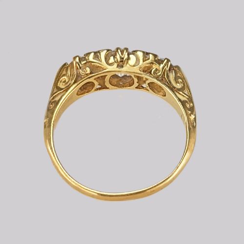 VICTORIAN TRILOGY RING OLD CUT DIAMOND 18CT GOLD ANTIQUE ENGAGEMENT RING 140CT - ADDITIONAL PHOTO 9