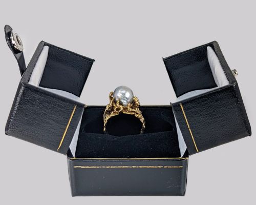 VINTAGE ARTHUR KING PEARL RING 18CT GOLD LARGE BAROQUE PEARL 1960'S COCKTAIL RING - ADDITIONAL PHOTO 11