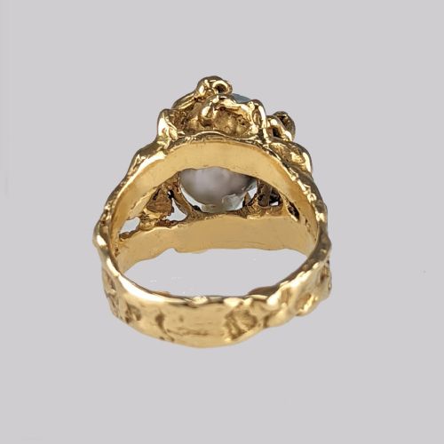 VINTAGE ARTHUR KING PEARL RING 18CT GOLD LARGE BAROQUE PEARL 1960'S COCKTAIL RING - ADDITIONAL PHOTO 13