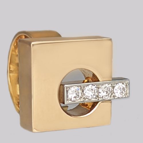 fig 1. Vintage Toni Cavelti Modernist Ring 0.5ct Diamond 18ct Gold 1960's Geometric Ring