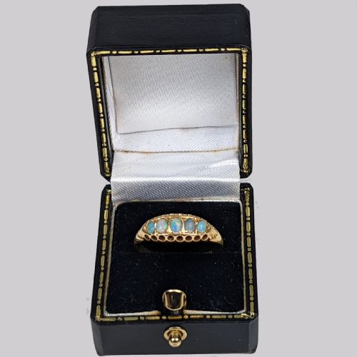 ANTIQUE 18CT GOLD OPAL RING FIVE STONE VINTAGE RING HALLMARKED BIRMINGHAM 1921 - ADDITIONAL PHOTO 6