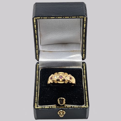 18CT GOLD ANTIQUE RUBY DIAMOND RING VINTAGE GYPSY RING HALLMARKED CHESTER 1903 - ADDITIONAL PHOTO 5