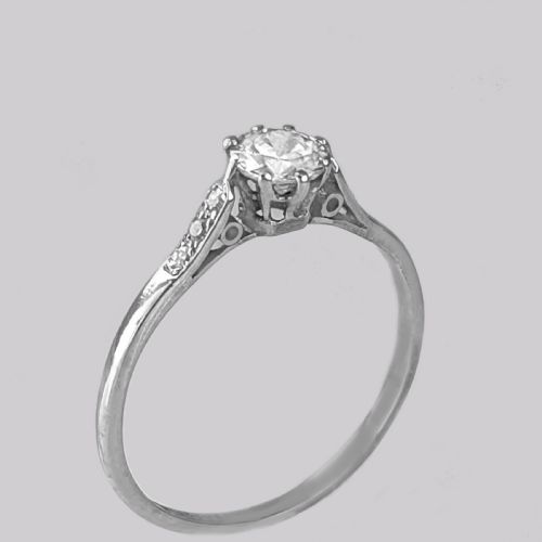 ANTIQUE DIAMOND SOLITAIRE 18CT WHITE GOLD PLATINUM EDWARDIAN ENGAGEMENT RING - ADDITIONAL PHOTO 2
