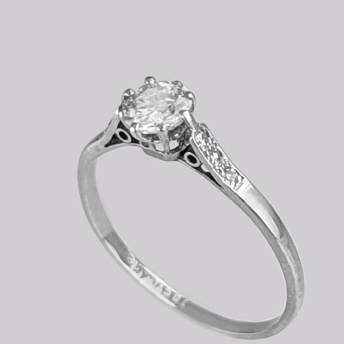 ANTIQUE DIAMOND SOLITAIRE 18CT WHITE GOLD PLATINUM EDWARDIAN ENGAGEMENT RING - ADDITIONAL PHOTO 3