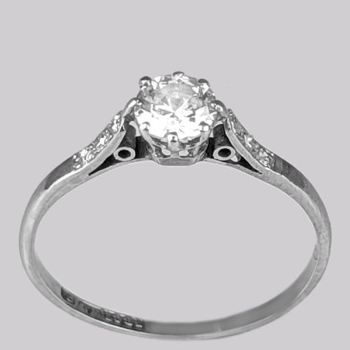 ANTIQUE DIAMOND SOLITAIRE 18CT WHITE GOLD PLATINUM EDWARDIAN ENGAGEMENT RING - ADDITIONAL PHOTO 4
