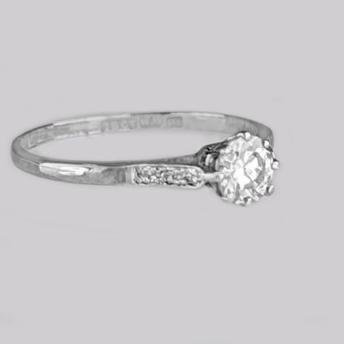 ANTIQUE DIAMOND SOLITAIRE 18CT WHITE GOLD PLATINUM EDWARDIAN ENGAGEMENT RING - ADDITIONAL PHOTO 5