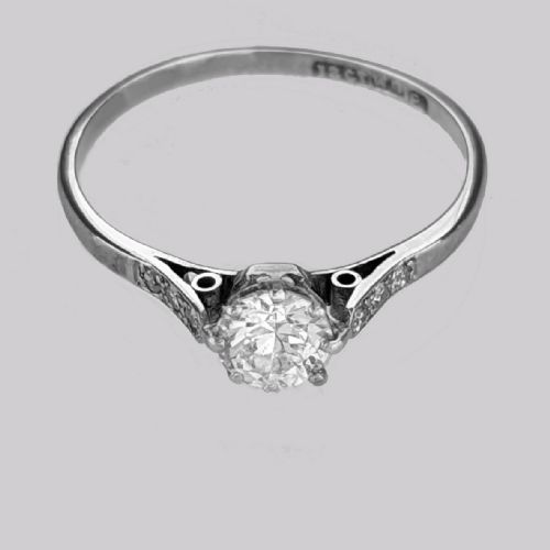 ANTIQUE DIAMOND SOLITAIRE 18CT WHITE GOLD PLATINUM EDWARDIAN ENGAGEMENT RING - ADDITIONAL PHOTO 7