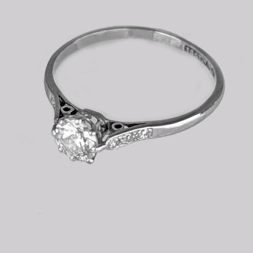 ANTIQUE DIAMOND SOLITAIRE 18CT WHITE GOLD PLATINUM EDWARDIAN ENGAGEMENT RING - ADDITIONAL PHOTO 8